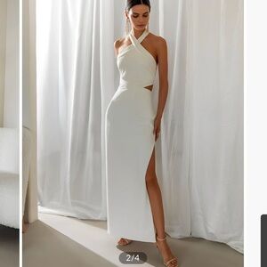 NWT Commense crisscross cutout halter split knit long dress